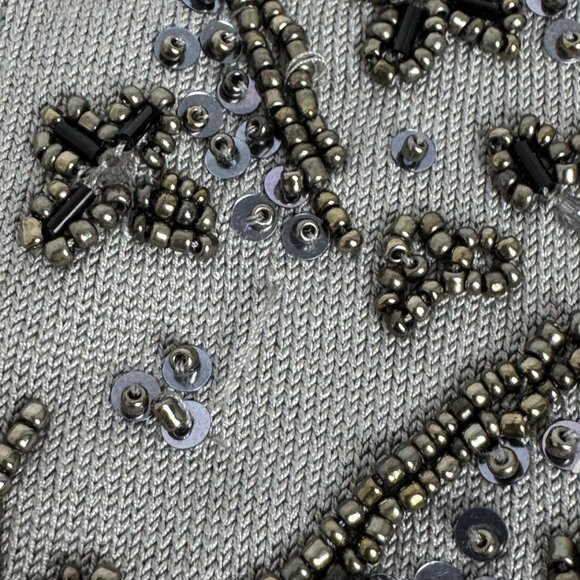 Talbots Grey Silk Blend Beaded Sweater Set Tank & Cardigan Women's SM Petite - Picture 6 of 12
